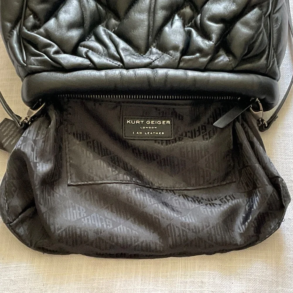 Kurt Geiger London Kensington Soft Quilted Black Leather Crossbody Clutch